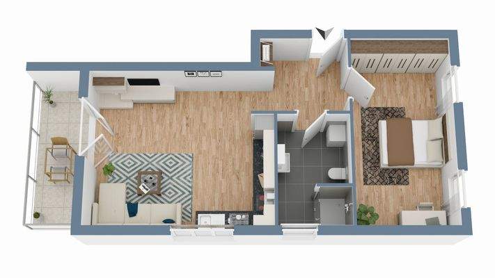 Unverbindlicher 3D Grundriss der Wohnung