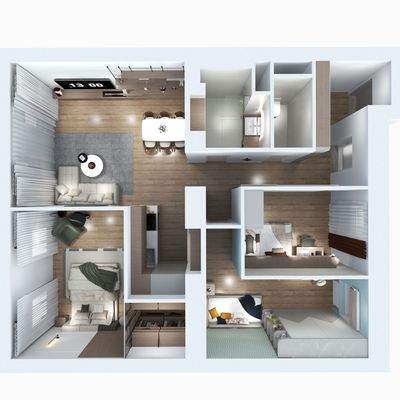 Grundriss Top 16 mit Möblierung