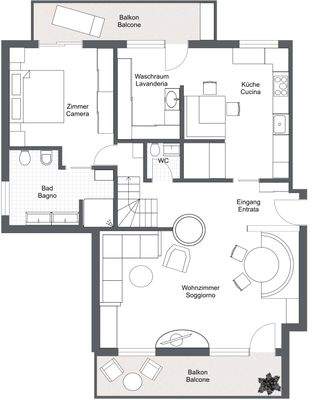 Damiano-Chiesa-Str. 36_2.OG - 1. Etage - 2D Floor Plan