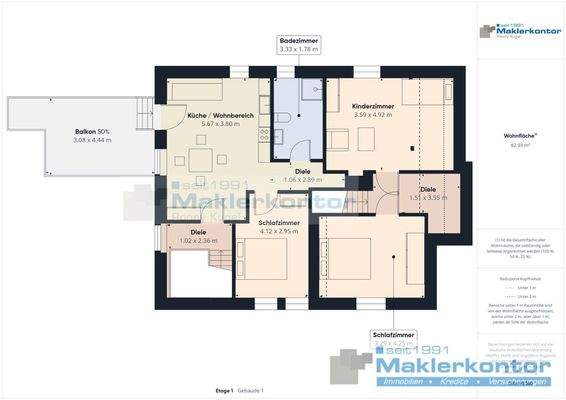Obergeschoss/Einliegerwohnung mit Balkon