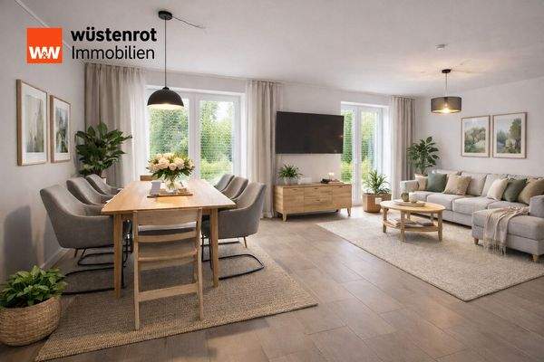 Wohnzimmer mit Essbereich (Visualisierung)