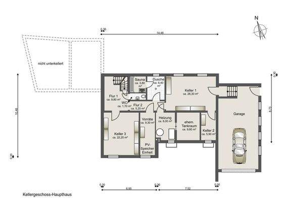 Kellergeschoss im Haupthaus