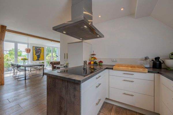 Der offen gestaltete Koch- Wohn- und Essbereich