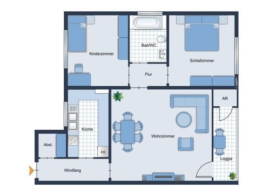 Grundriss WE links vorne