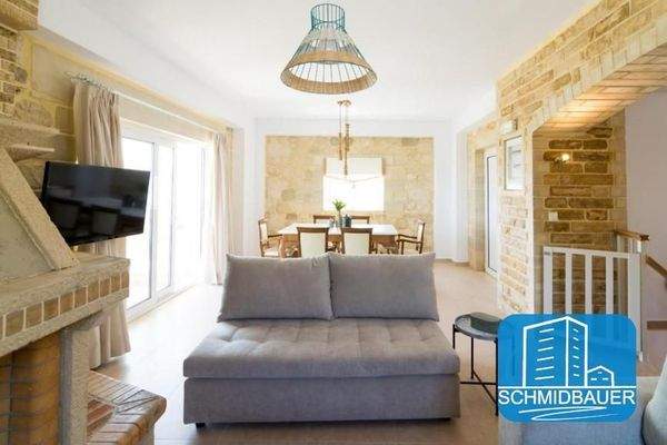 Kreta, Kamilari: Steinvilla mit Apartment und Blick auf den Kamilari-Hügel