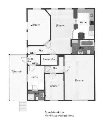 Grundrissskizze Hinterhaus OG