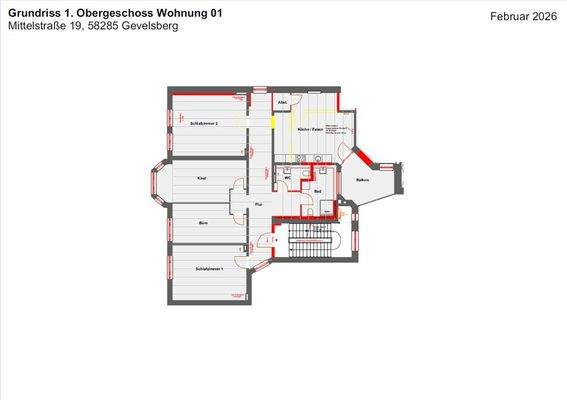 Grundriss Wohnung 1,1.Obergeschoss