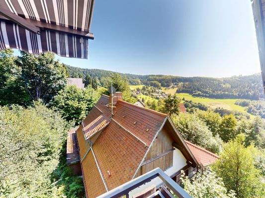 Blick vom Balkon auf den Schwarzwald