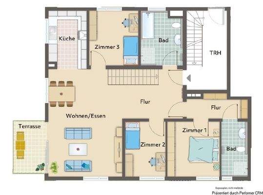 EG Wohnung 1 Grundriss ohne Garten