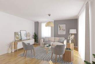 Visualisierung des Wohnzimmers im Einfamilienhaus