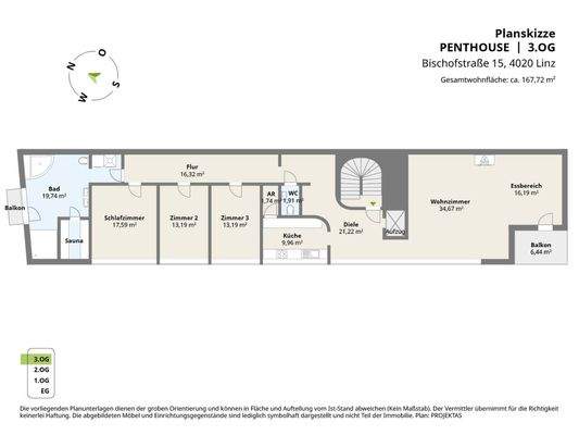 Planskizze Penthouse