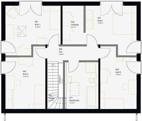 Dachgeschoss mit 4 großen Schlafzimmern