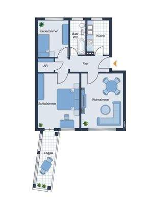 Loggia außen 3 Zimmer