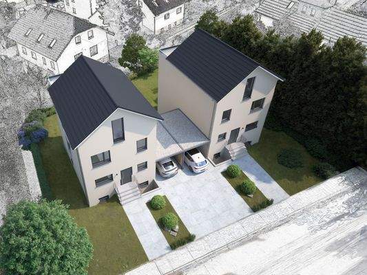 Luftbild mit Carport