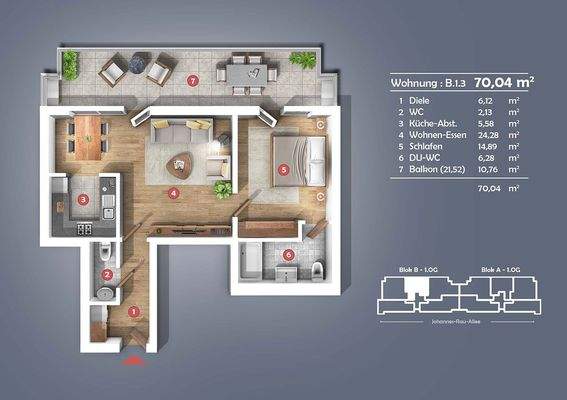 Grundriss W3 - Haus A
