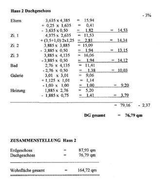 Flächenberechnung DG + gesamte Fläche 