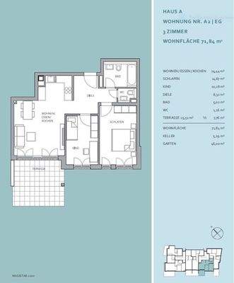 Grundriss mit Wohnfläche