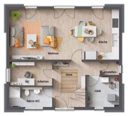 Grundriss-Einfamilienhaus-Flair-130-Erdgeschoss-Ga