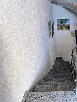 Aufgang vom keller zum OG mit Edelstahlgeländer