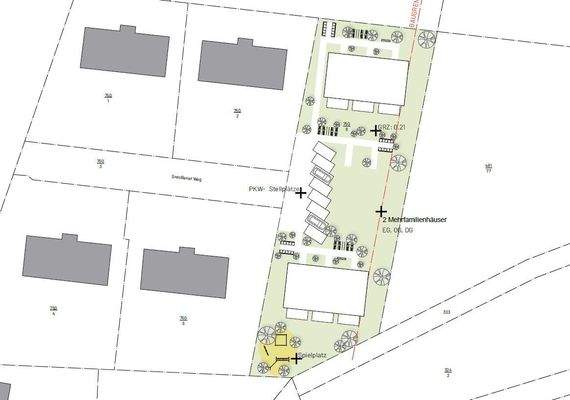 Grundriss Machbarkeitsstudie 2 Geschosswohnungsbau