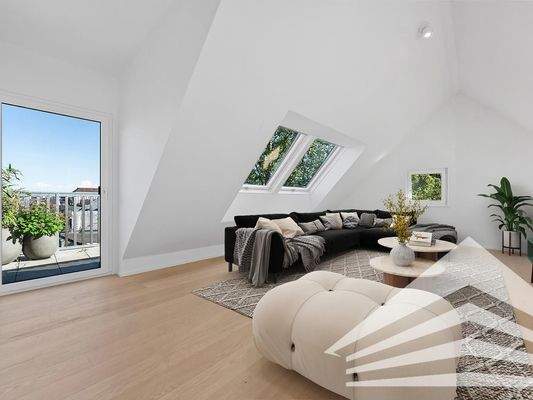 Wohnzimmer DG1 mit Möblierungsvorschlag