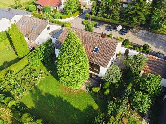 Vogelperspektive auf das Haus-Südwestansicht