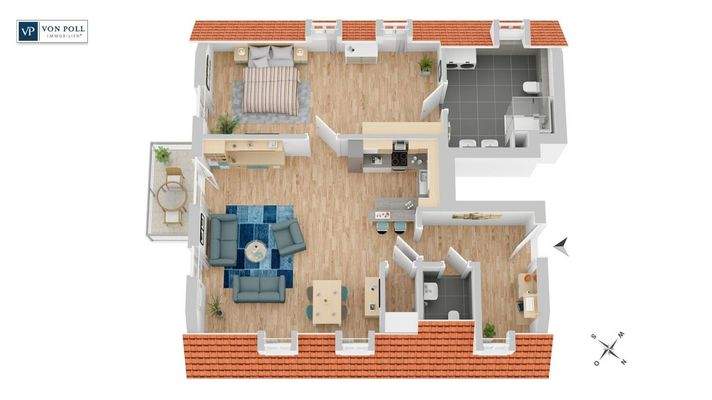 Grundriss Wohnung 24 mit knapp 88 m²