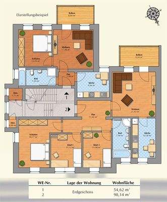 Grundriss Wohnung 2 - Hochparterre