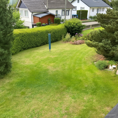 Der Vorgarten vom Balkon aus gesehen