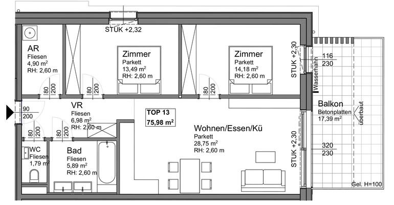 Grundrissplan Top 13