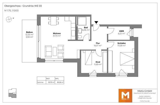 Grundriss WE 03 mit Logo