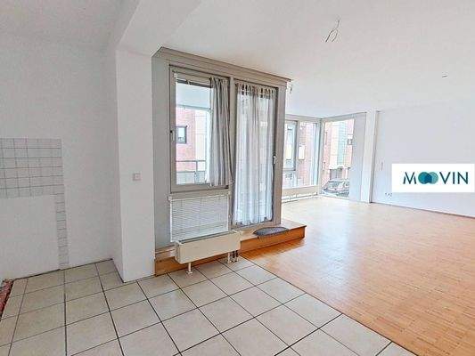 Ansicht V: Wohn- und Esszimmer mit offenem Küchenbereich