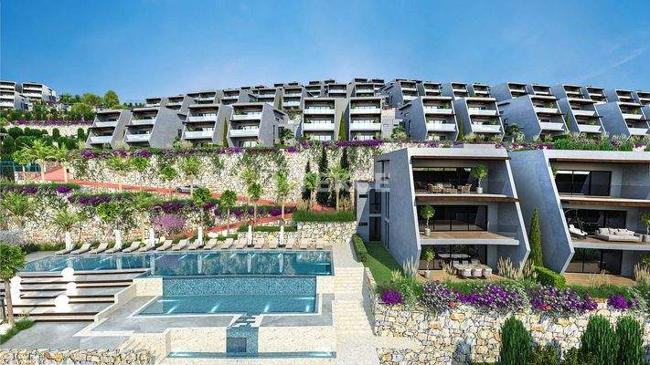 Flats in a Compound With Unblocked Sea Views in Kuşadası Turkey