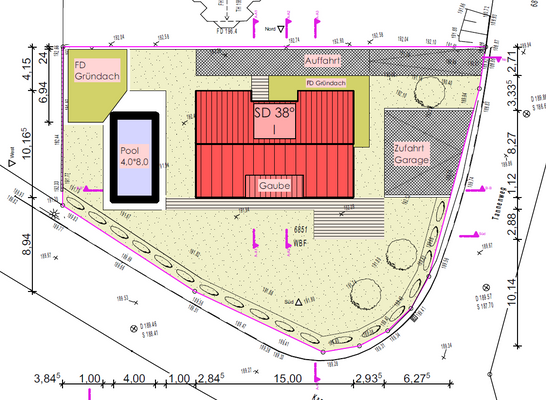 Lageplan mit Hausplanung