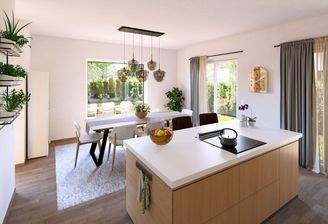 Ansicht Küche und Essbereich