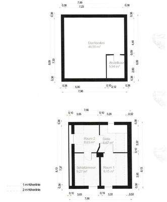 Grundrisse OG und DG Haupthaus