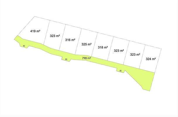Lageplan mit Grundstücksgrößen