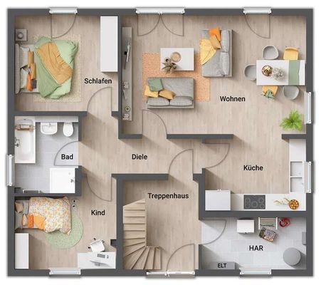 Mitwachshaus Grundriss EG mit ELW