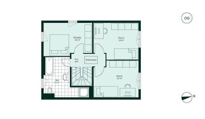 Komfortabel geschnittenes Obergeschoss