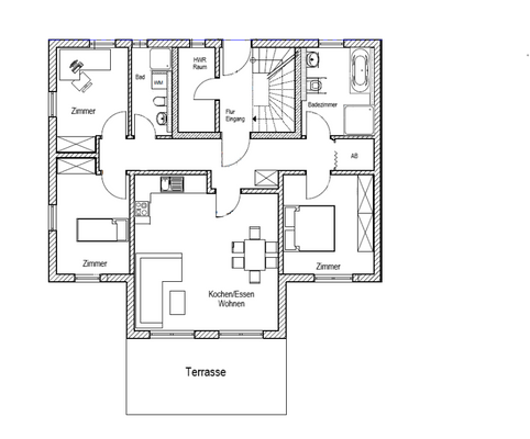 Grundriss der WE im Erdgeschoss