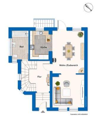 Erdgeschoss mit Mustermöblierung