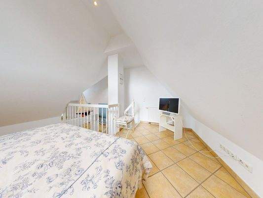 Schlafbereich im Spitzboden