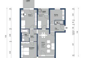 Variante : Grundriss 4-Zimmer WHG