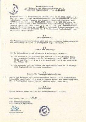 Bebauungsplan Änderungen 27.02.1997