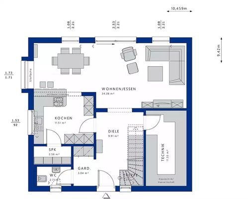 Bien-Zenker-Haeuser-Einfamilienhaus-Evolution-154-V2-Grundriss-EG c6a6c6b7f6