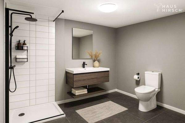 Souterrain Bad mit Dusche - Beispiel KI