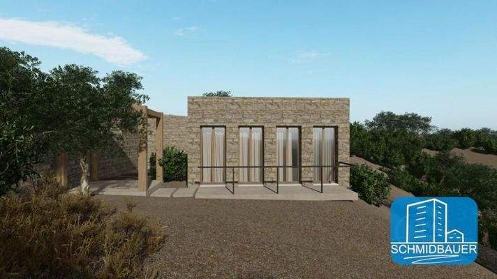 Kreta, Agios Georgios: Fantastisches Grundstück mit Baugenehmigung für ein Haus mit Gästehaus und Swimmingpool