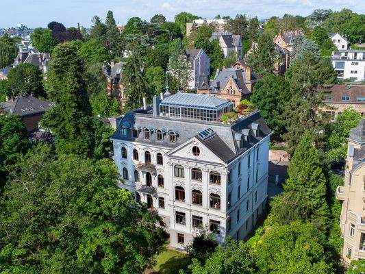 Außenansicht des Gebäudes aus der Vogelperspektive