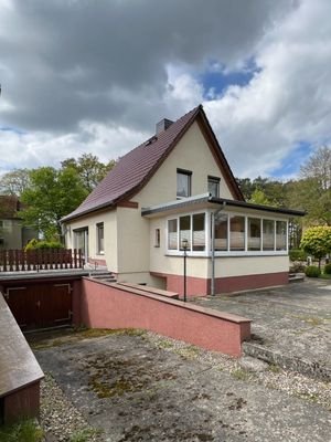 Blick vom Garten zur Tiefgarage