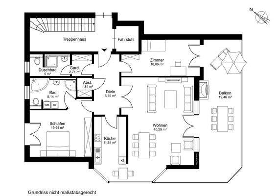 Grundriss der Beletage